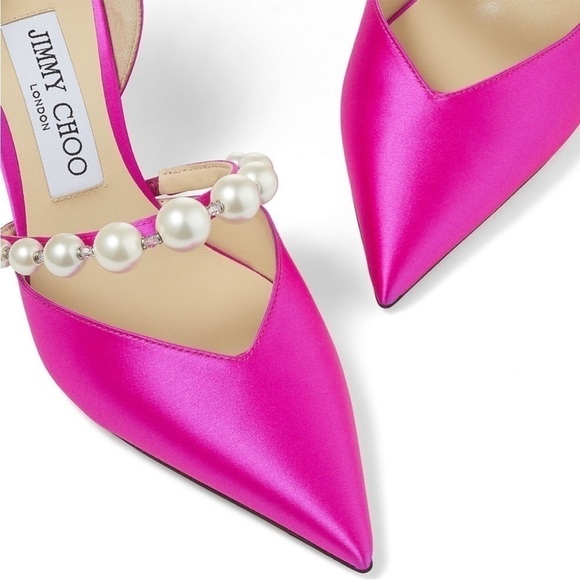New JIMMY CHOO Aurelie 85 Satin Pearl Pumps heel - Picture 6 of 14